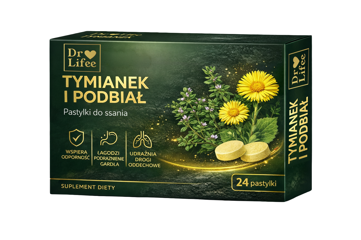 Dr Lifee Tymianek i Podbiał — pastylki do ssania, 24 pastylki